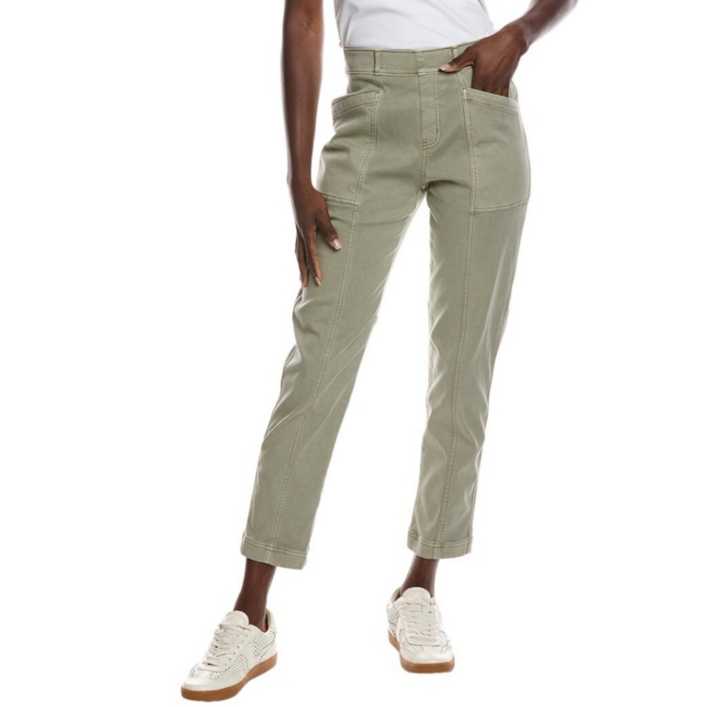 Spanx Stretch Twill Straight Leg Pant In Olive Oil Size Large